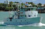 ID 1231 HMNZS KAHU (A04) a Royal New Zealand Navy inshore patrol craft, Auckland, NZ. Built in NZ in 1979 as HMNZS MANAWANUI (AO9). Decommissioned 2009. She was converted into the superyacht KAHU by Fitzroy...